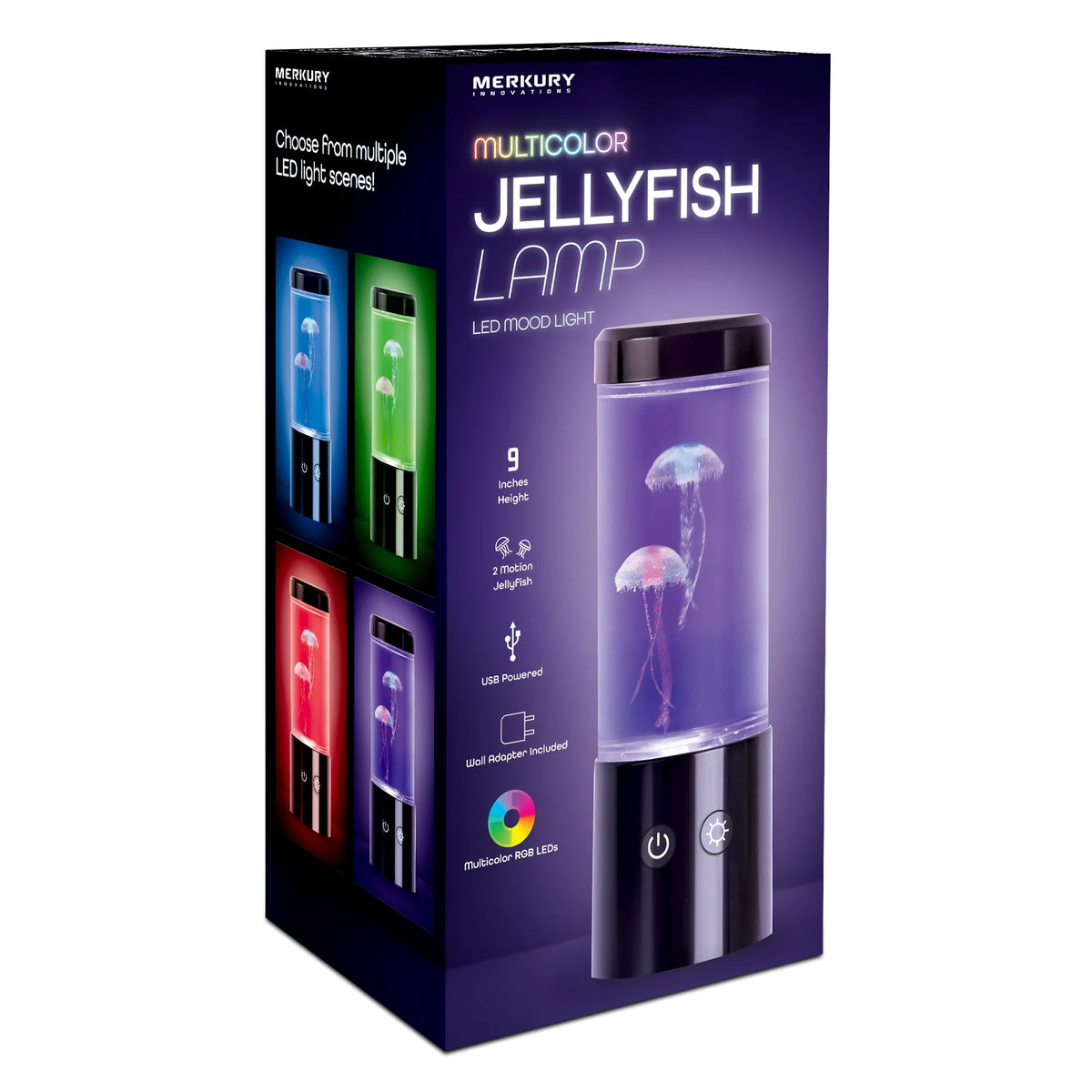 Multicolor Jellyfish Night Light Lamp - 9" USB Powered with Easy Mode Switching