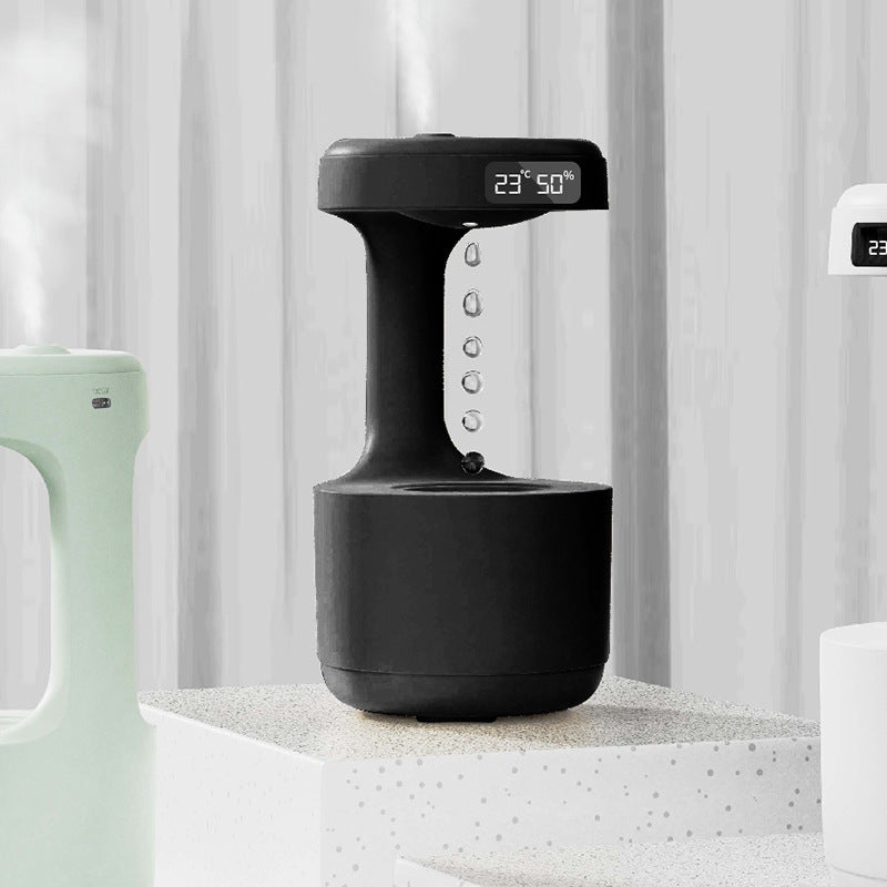 Elevate Your Space: Large Capacity Anti-Gravity Humidifier & Aroma Diffuser with Clock - Perfect for Bedroom & Office!
