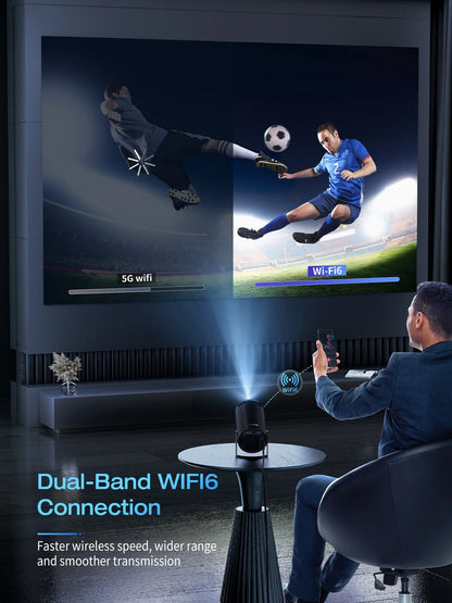 4K Mini Smart Projector - Compact Movie Projector Compatible with Phones - Black