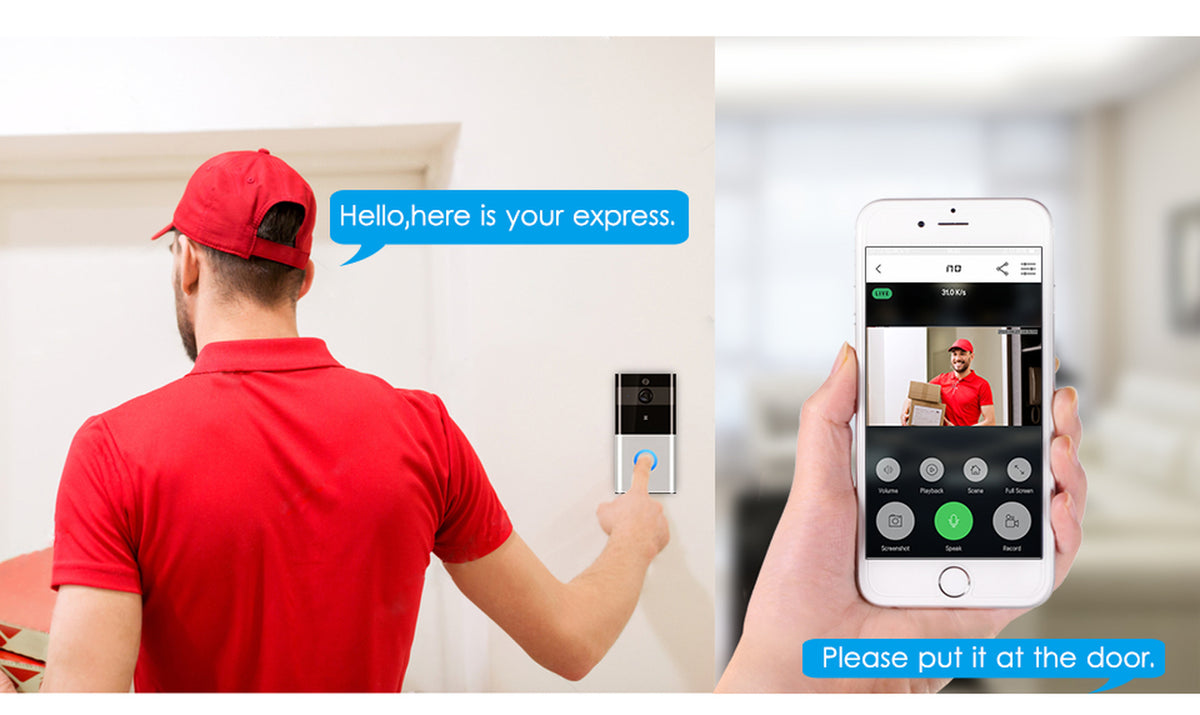 Marlboze 720P WiFi Smart Doorbell with PIR Motion Detection, Night Vision & SD Card Video Recording