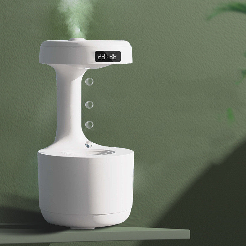 Elevate Your Space: Large Capacity Anti-Gravity Humidifier & Aroma Diffuser with Clock - Perfect for Bedroom & Office!
