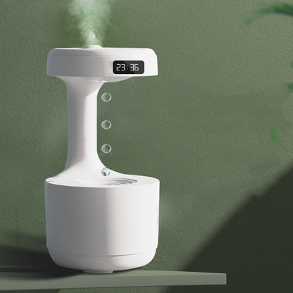 Elevate Your Space: Large Capacity Anti-Gravity Humidifier & Aroma Diffuser with Clock - Perfect for Bedroom & Office!