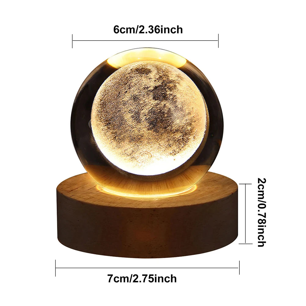 Enchanting 3D Galaxy Astronaut Crystal Ball Night Light - USB Moon Table Lamp for Kids' Rooms & Magical Atmosphere Decor