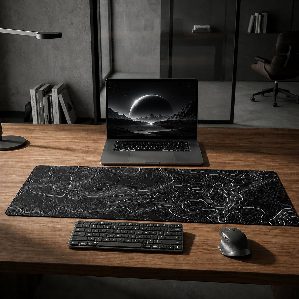 Extended Large Gaming Mouse Pad 29.5X16 Inch,Topographic Map Lines Desk Mat