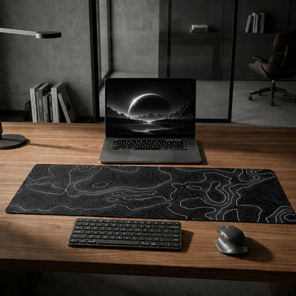 Extended Large Gaming Mouse Pad 29.5X16 Inch,Topographic Map Lines Desk Mat