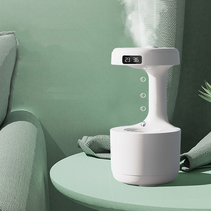 Elevate Your Space: Large Capacity Anti-Gravity Humidifier & Aroma Diffuser with Clock - Perfect for Bedroom & Office!