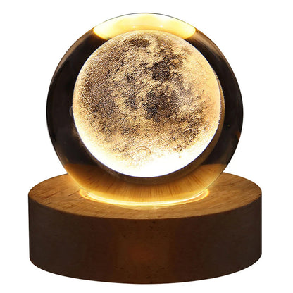 Enchanting 3D Galaxy Astronaut Crystal Ball Night Light - USB Moon Table Lamp for Kids' Rooms & Magical Atmosphere Decor