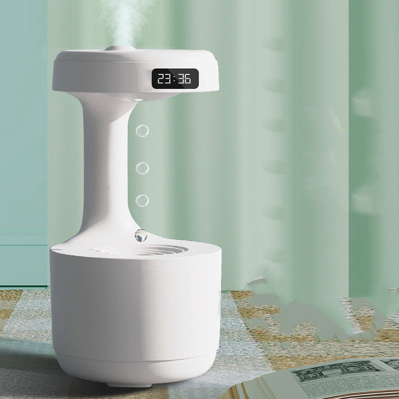 Elevate Your Space: Large Capacity Anti-Gravity Humidifier & Aroma Diffuser with Clock - Perfect for Bedroom & Office!