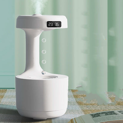 Elevate Your Space: Large Capacity Anti-Gravity Humidifier & Aroma Diffuser with Clock - Perfect for Bedroom & Office!
