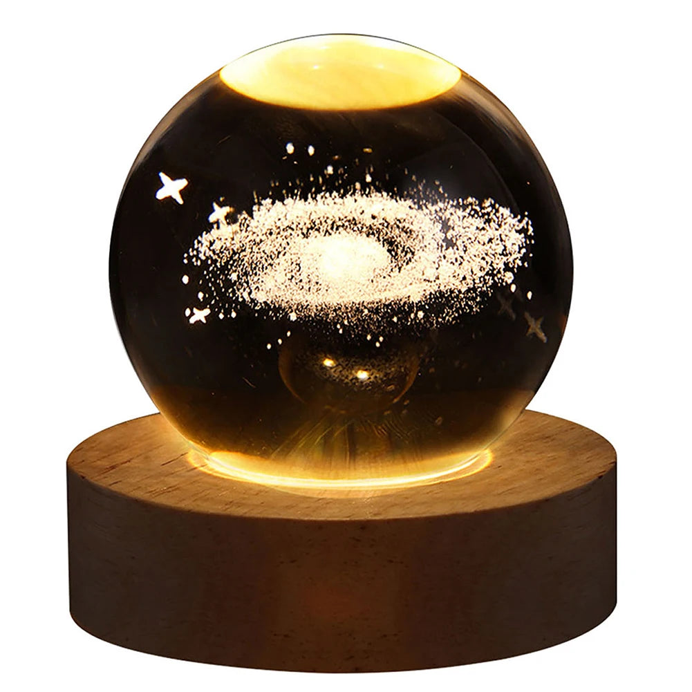 Enchanting 3D Galaxy Astronaut Crystal Ball Night Light - USB Moon Table Lamp for Kids' Rooms & Magical Atmosphere Decor