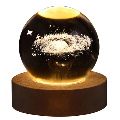 Enchanting 3D Galaxy Astronaut Crystal Ball Night Light - USB Moon Table Lamp for Kids' Rooms & Magical Atmosphere Decor