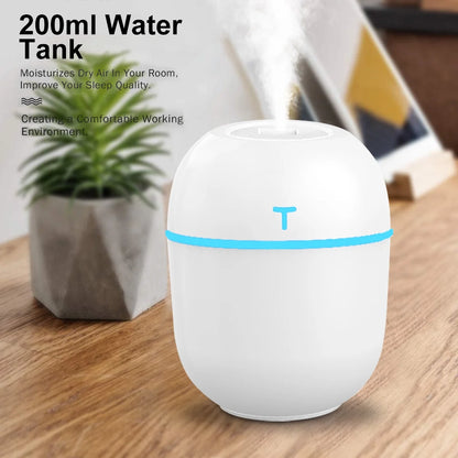 Vibrant Mini USB Humidifier - Perfect for Home, Office, and Car! Auto Shut-Off, Dual Mist Modes, Ultra Quiet (White)