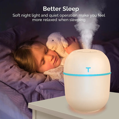 Vibrant Mini USB Humidifier - Perfect for Home, Office, and Car! Auto Shut-Off, Dual Mist Modes, Ultra Quiet (White)