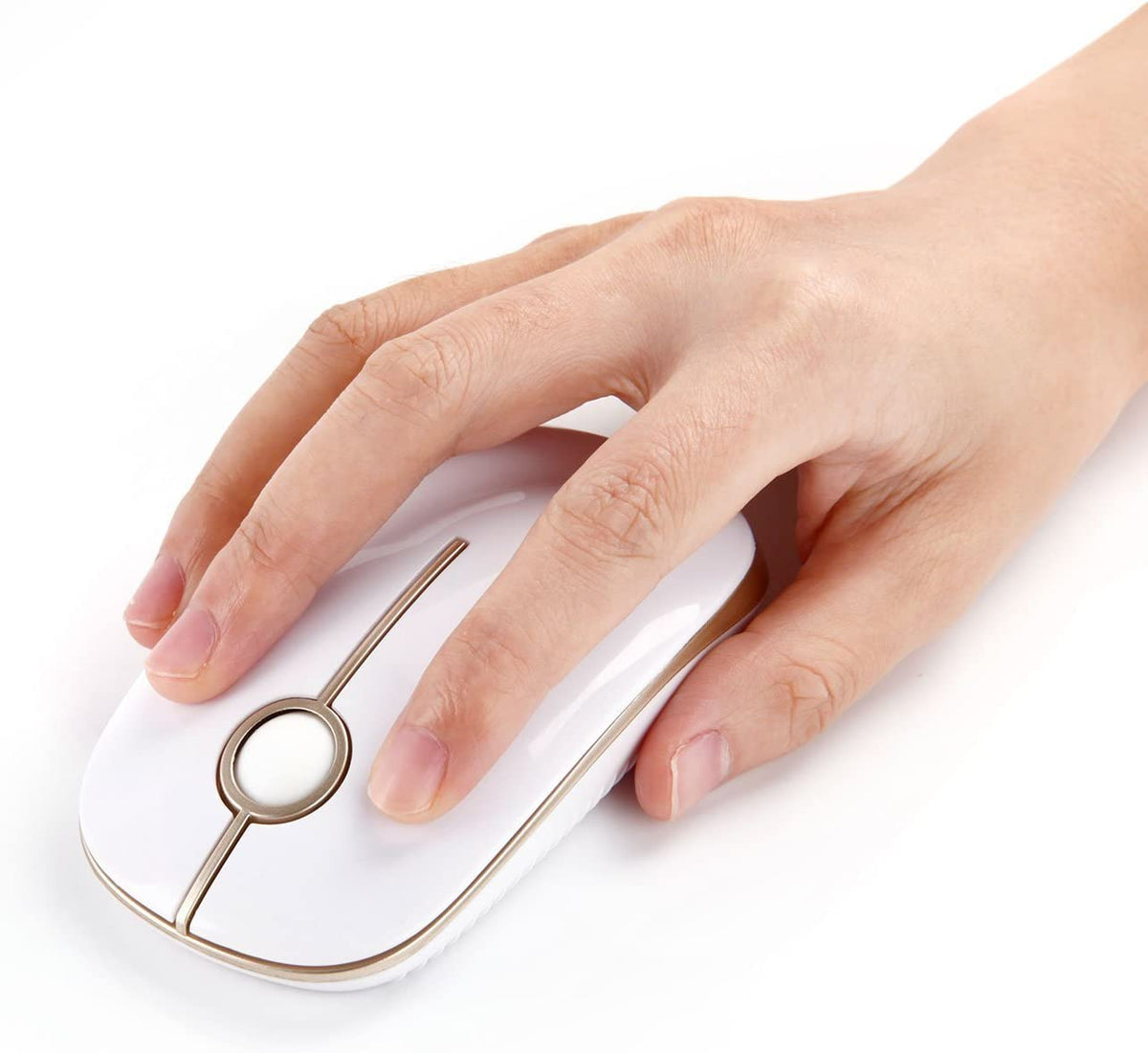 Sleek Wireless Mouse - 2.4G Slim Design for Laptops and Computers in Elegant White and Gold