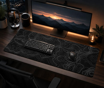 Extended Large Gaming Mouse Pad 29.5X16 Inch,Topographic Map Lines Desk Mat
