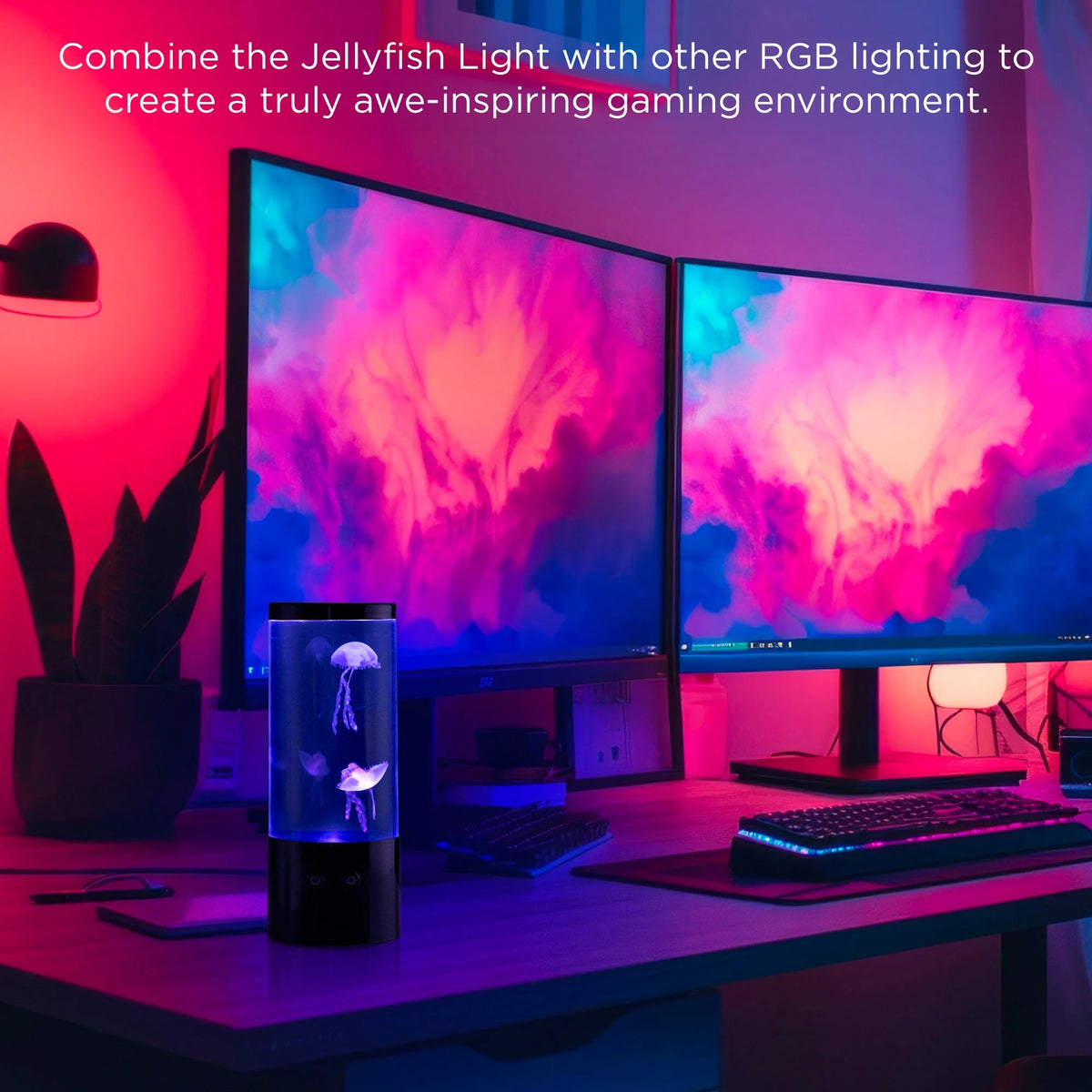 Multicolor Jellyfish Night Light Lamp - 9" USB Powered with Easy Mode Switching