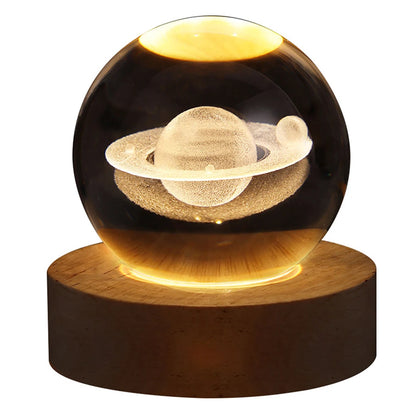 Enchanting 3D Galaxy Astronaut Crystal Ball Night Light - USB Moon Table Lamp for Kids' Rooms & Magical Atmosphere Decor
