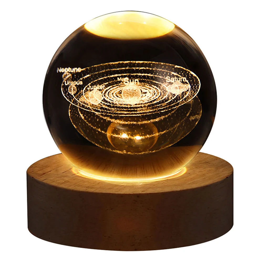 Enchanting 3D Galaxy Astronaut Crystal Ball Night Light - USB Moon Table Lamp for Kids' Rooms & Magical Atmosphere Decor
