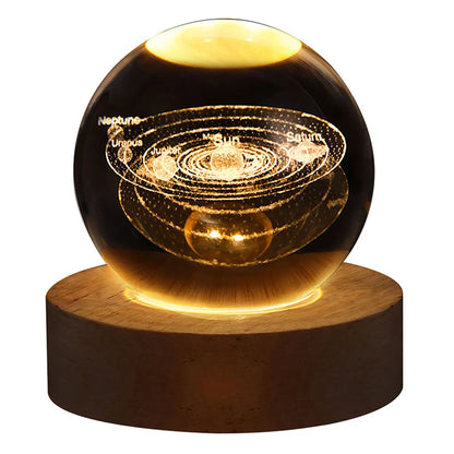 Enchanting 3D Galaxy Astronaut Crystal Ball Night Light - USB Moon Table Lamp for Kids' Rooms & Magical Atmosphere Decor