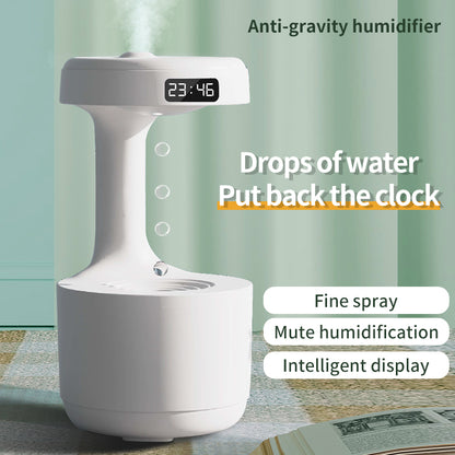 Elevate Your Space: Large Capacity Anti-Gravity Humidifier & Aroma Diffuser with Clock - Perfect for Bedroom & Office!
