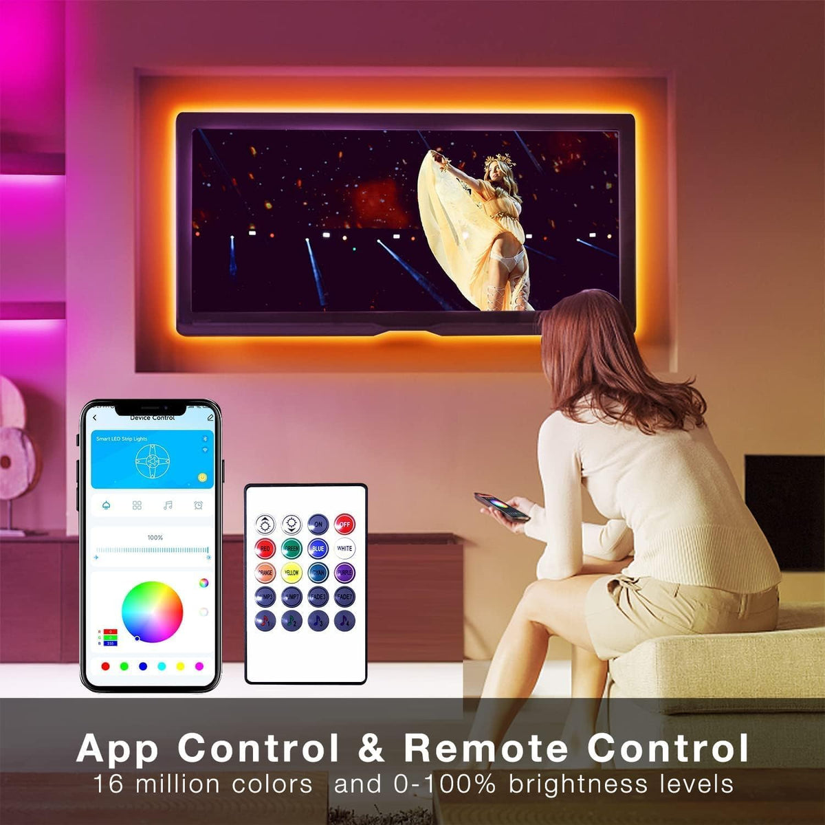 Transform Your Space with 25 FT Smart RGB LED Strip Lights - Voice Control with Alexa & Google Assistant, Music Sync & App Remote for Ultimate Bedroom Decor!