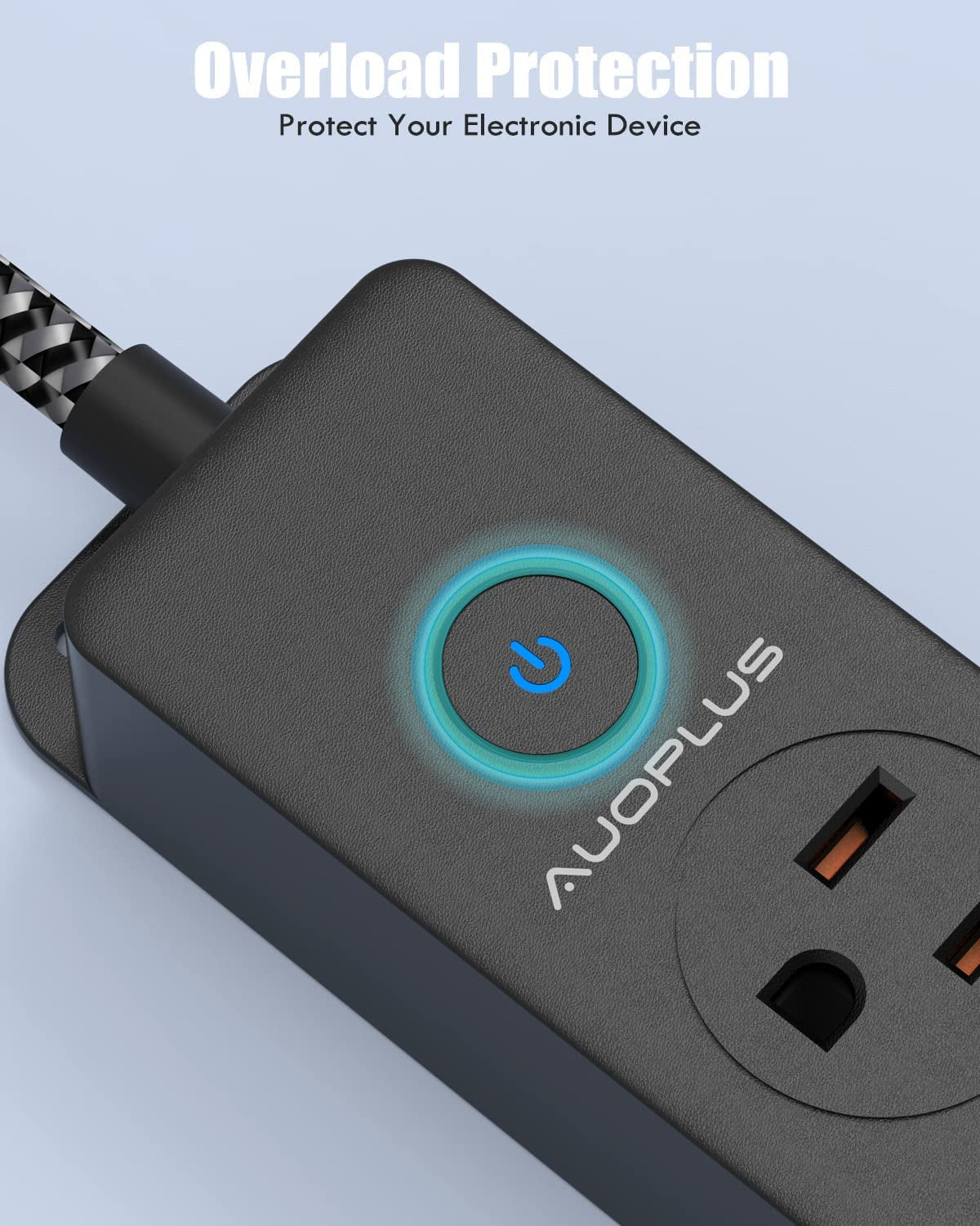 Surge Protector Power Strip with USB C Ports 10FT Braided Extension Cord