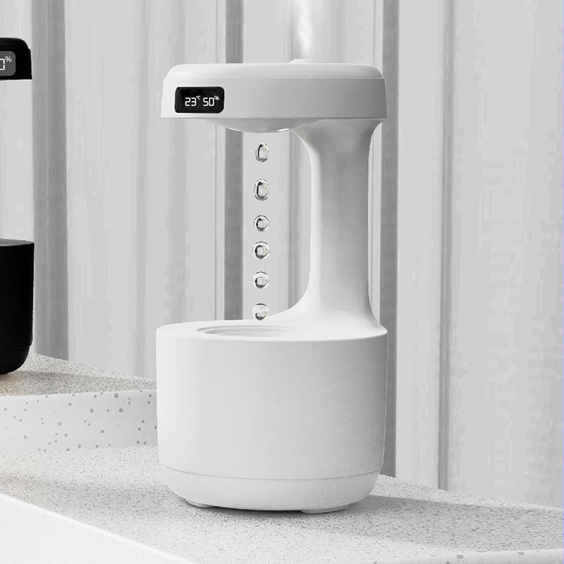 Elevate Your Space: Large Capacity Anti-Gravity Humidifier & Aroma Diffuser with Clock - Perfect for Bedroom & Office!