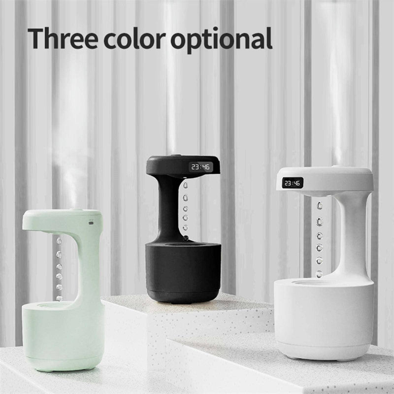 Elevate Your Space: Large Capacity Anti-Gravity Humidifier & Aroma Diffuser with Clock - Perfect for Bedroom & Office!