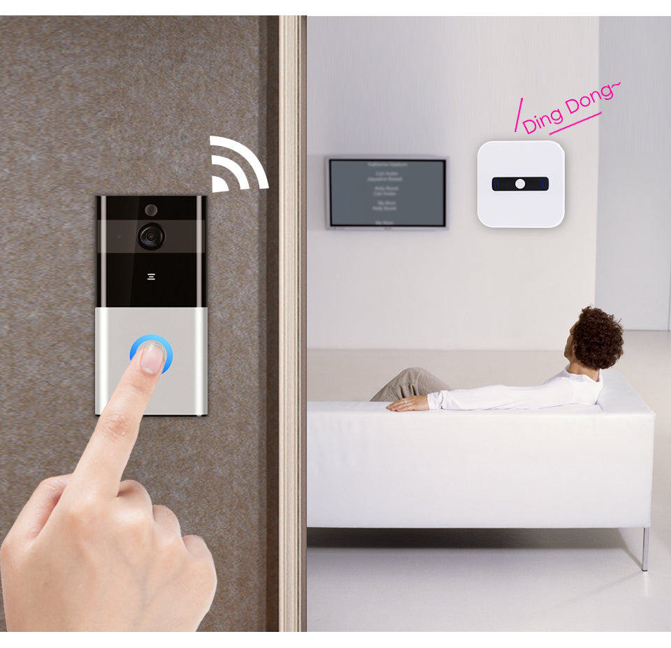 Marlboze 720P WiFi Smart Doorbell with PIR Motion Detection, Night Vision & SD Card Video Recording