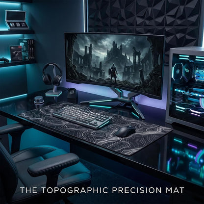 Extended Large Gaming Mouse Pad 29.5X16 Inch,Topographic Map Lines Desk Mat
