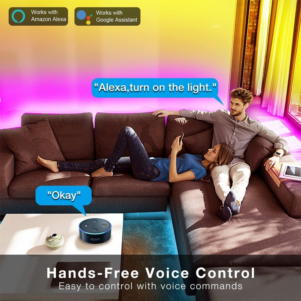 Transform Your Space with 25 FT Smart RGB LED Strip Lights - Voice Control with Alexa & Google Assistant, Music Sync & App Remote for Ultimate Bedroom Decor!
