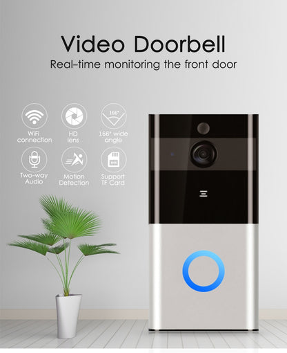 Marlboze 720P WiFi Smart Doorbell with PIR Motion Detection, Night Vision & SD Card Video Recording